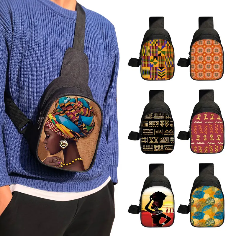 

Africa Traditional Pattern Print Chest Bags Afro Tribal Ethic Crossbody Bag African Women Shoulder Bags Purse Phone Key Holder