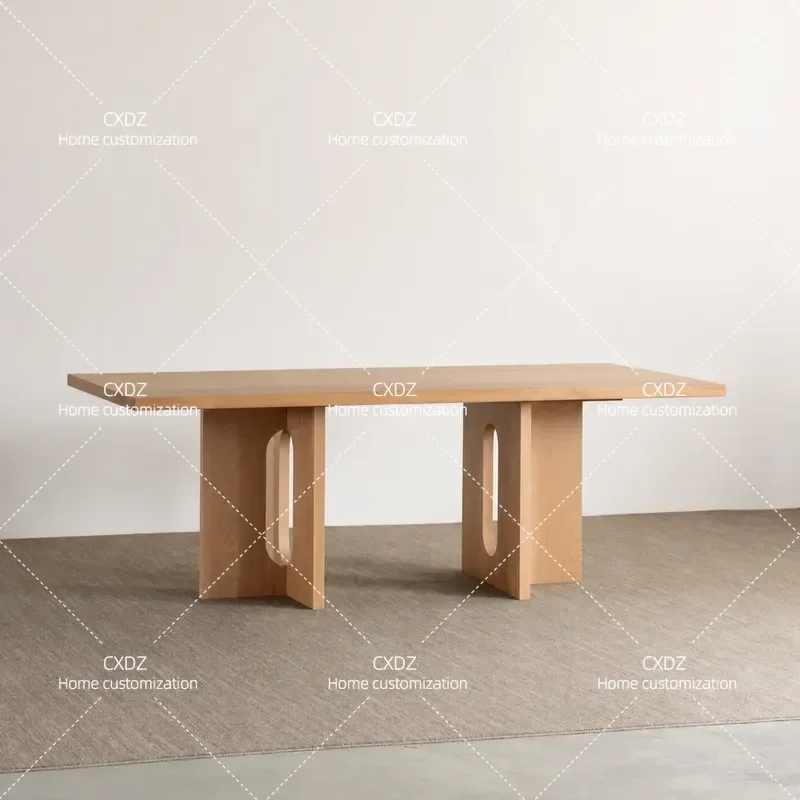 Medieval Solid Wood Dining Table Light Luxury Retro Style Household Negotiation Balcony Meeting Room Furniture