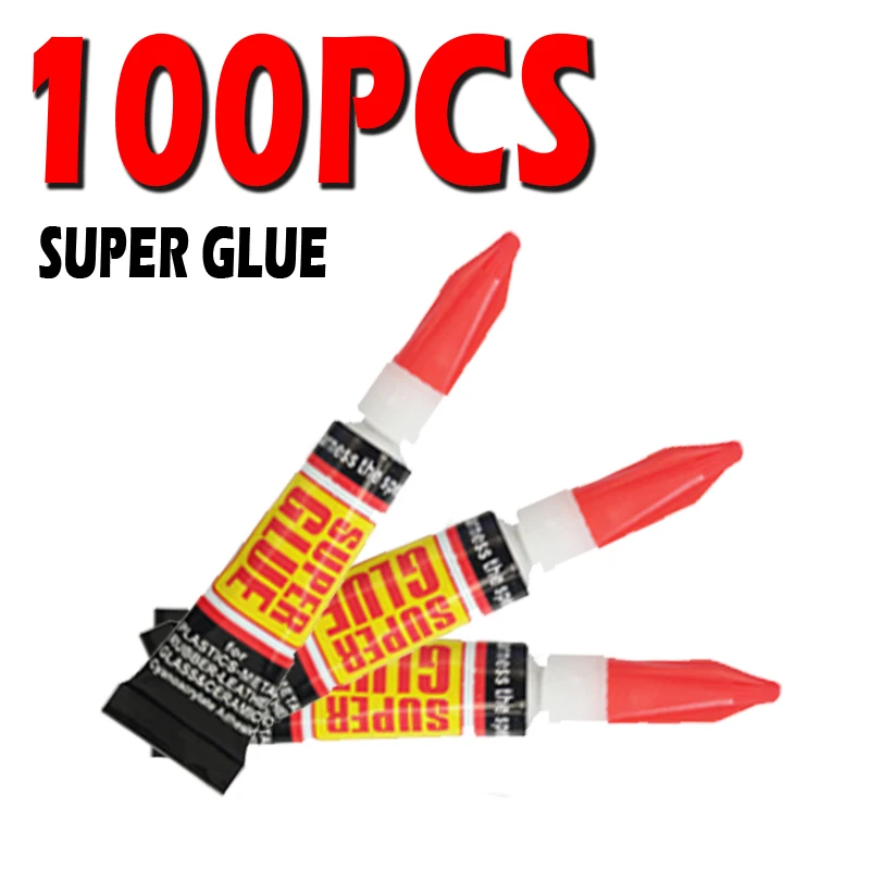 Super cola líquida para madeira, borracha, metal, vidro, adesivo de cianoacrilato, gel para unhas, ligação forte instantânea, 502, 100pcs