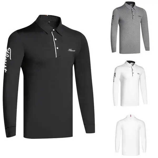 Men's Golf Ware Stand Collar Casual Long-sleeved T-Shirt