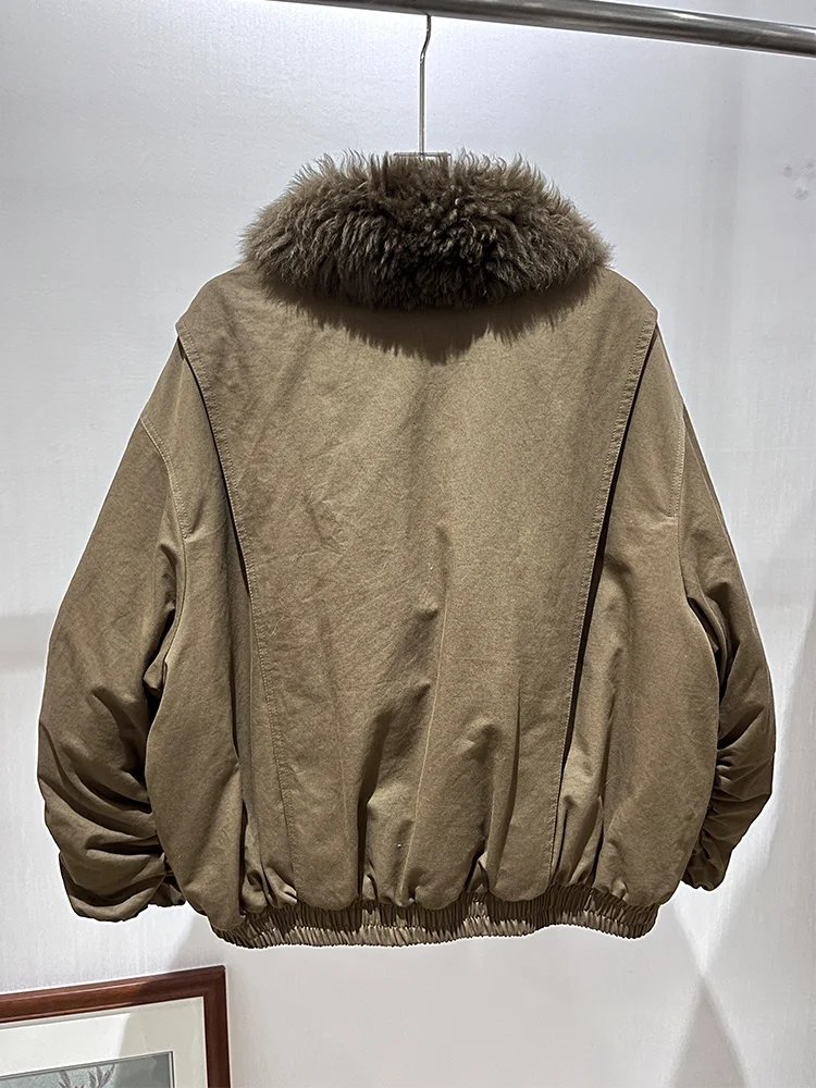 2025 Fashion New Autumn Winter Real Natural Lamb Fur Coat Women Goose Down Jacket Luxury Women Parka Outwear