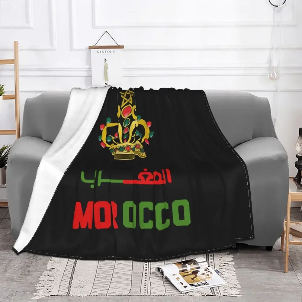 Kingdom Of Morocco Knitted Blanket Flannel Moroccan Flag Warm Throw Blanket for Outdoor Travel Bedroom Quilt