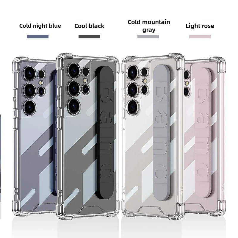 

For Samsung Galaxy S25 Ultra Case Luxury Ultra Thin Skin Friendly Clear Matte Elastic Wristband Shockproof Hard Cover Accessory