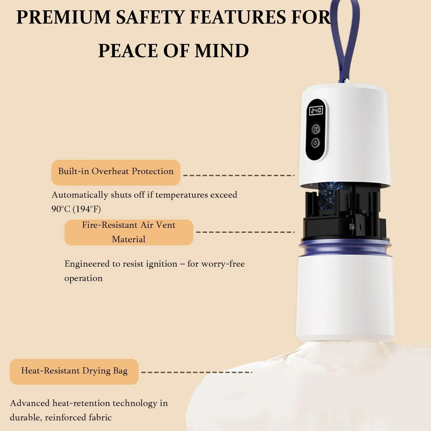 Tragbarer Wäschetrockner mit 360° °   Heißluft- und Timer, leiser Mini-Trockner für Reisen, Apartment, Wohnmobil, Wohnheim