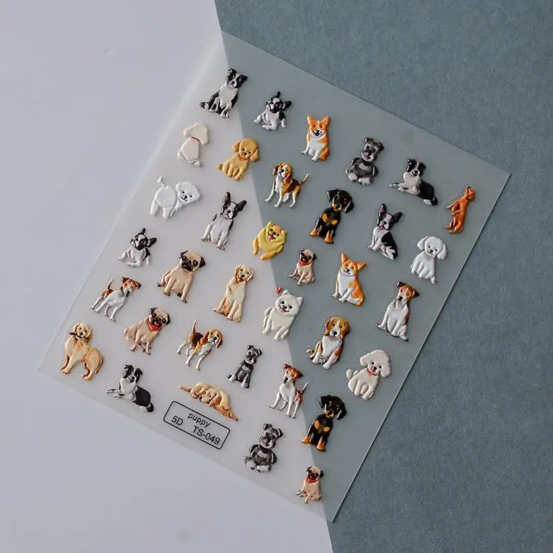 New Cute Cartoon Little Girl Nail Sticker accessori per Nail Art Anime Bear Cat 5D adesivo adesivo decorazioni per unghie