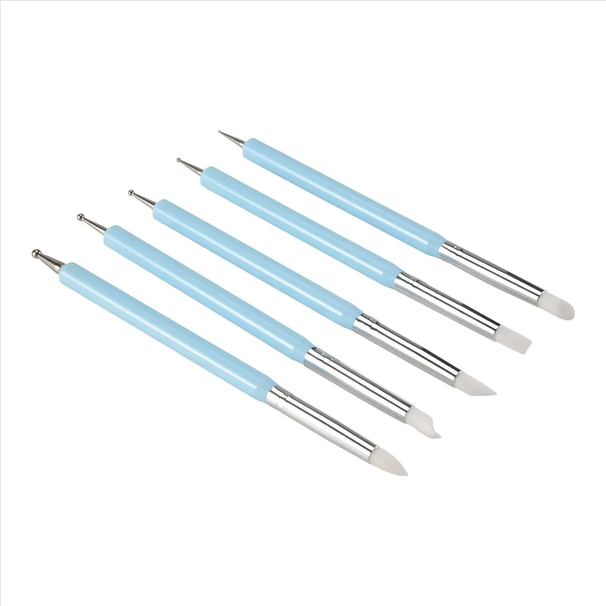 AA14 5 X 2 Way Ball Styluses Dotting Tool Silicone Color Shaper Brushes Pen for Polymer Clay Pottery Modeling Sculpture Nail Art
