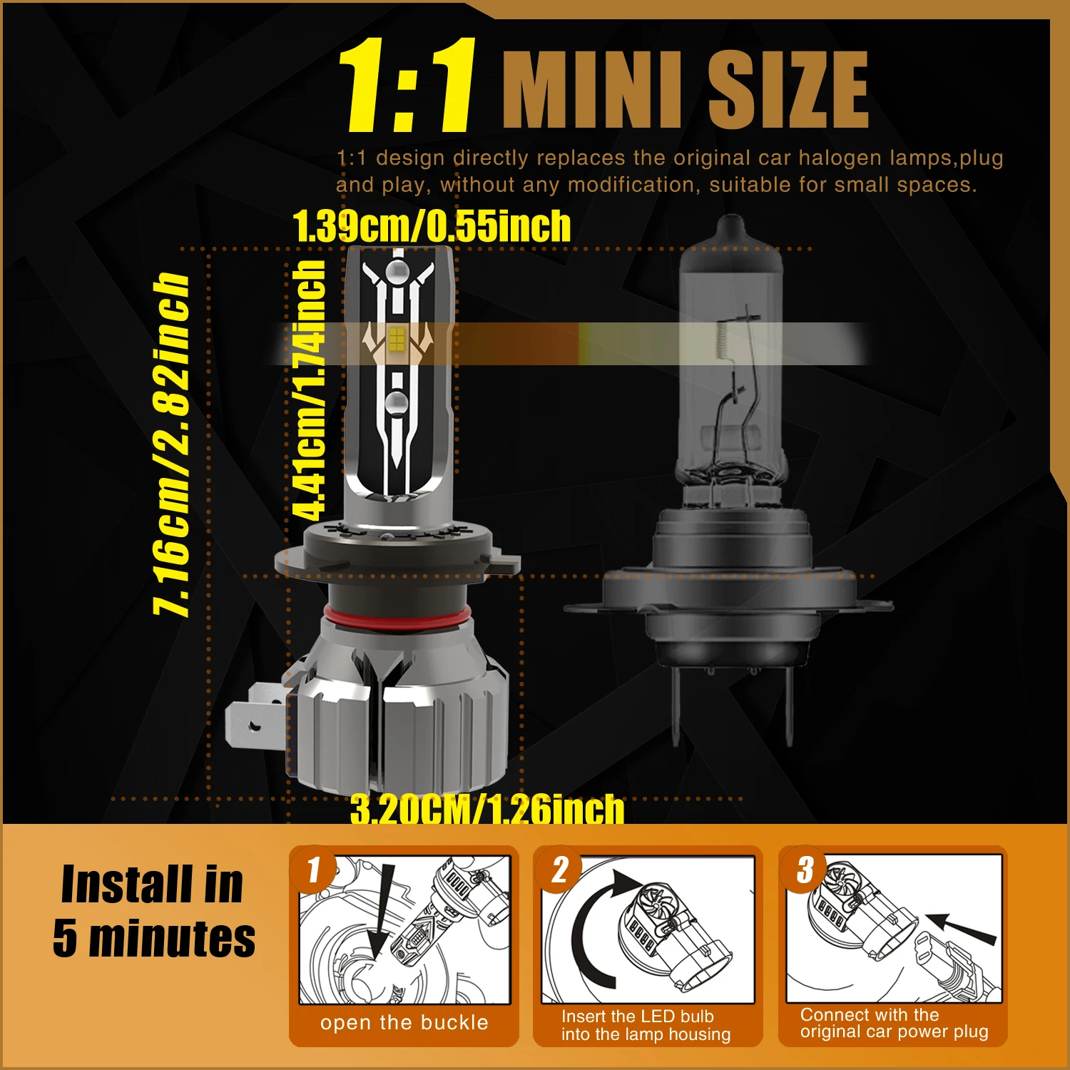 2pcs H7 PX26d Led Headlight Canbus No Error Powerful Auto Light Car Turbo Diode Bulb White Moto Fog Lamp 12V No Adapter Required