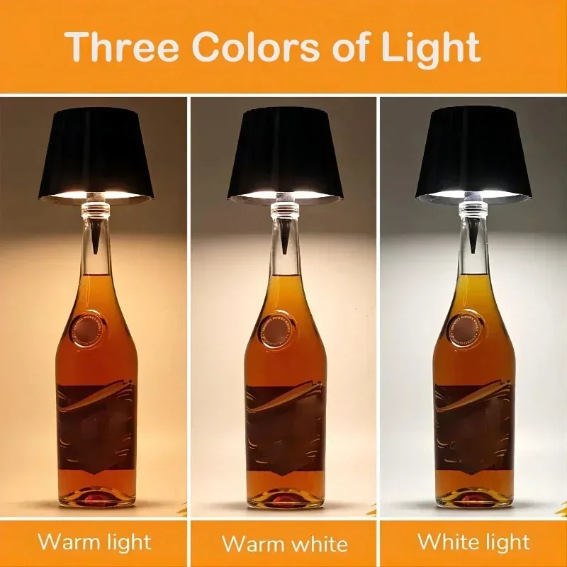 Creative Touch Control LED Wine Bottle Lamp Vases Decor Table Lamp Rechargeable Ambient Night Light for Bar Club Cafe Hotel Home
