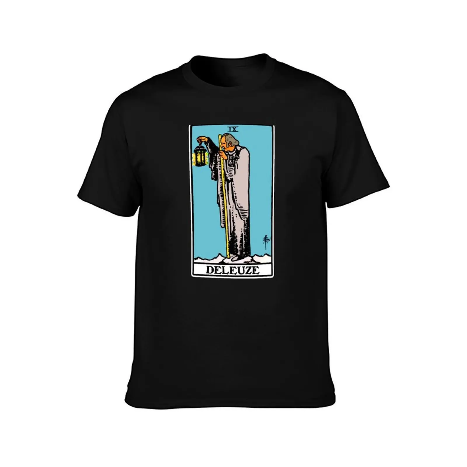 Deleuze as the Hermit Tarot Card T-Shirt, Summer Casual Cotton Tee, Oversized Streetwear Tops, Vintage Graphic Print
