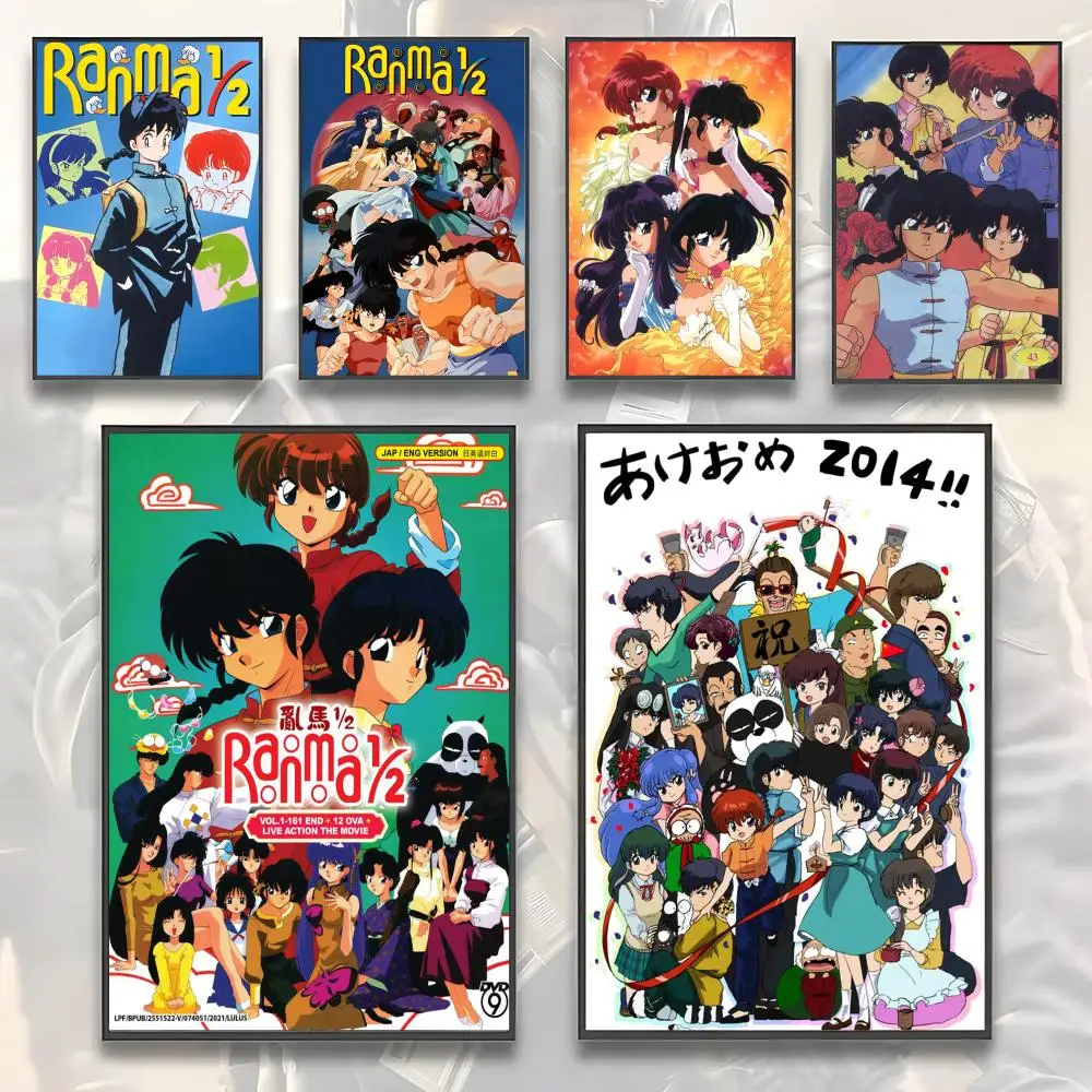 Anime Ranma 2 1 Vintage-Poster, HD-Kunst, selbstklebende Wand, wasserfest, für Zuhause, Wohnzimmer, Schlafzimmer, Bar, ästhetische Dekoration