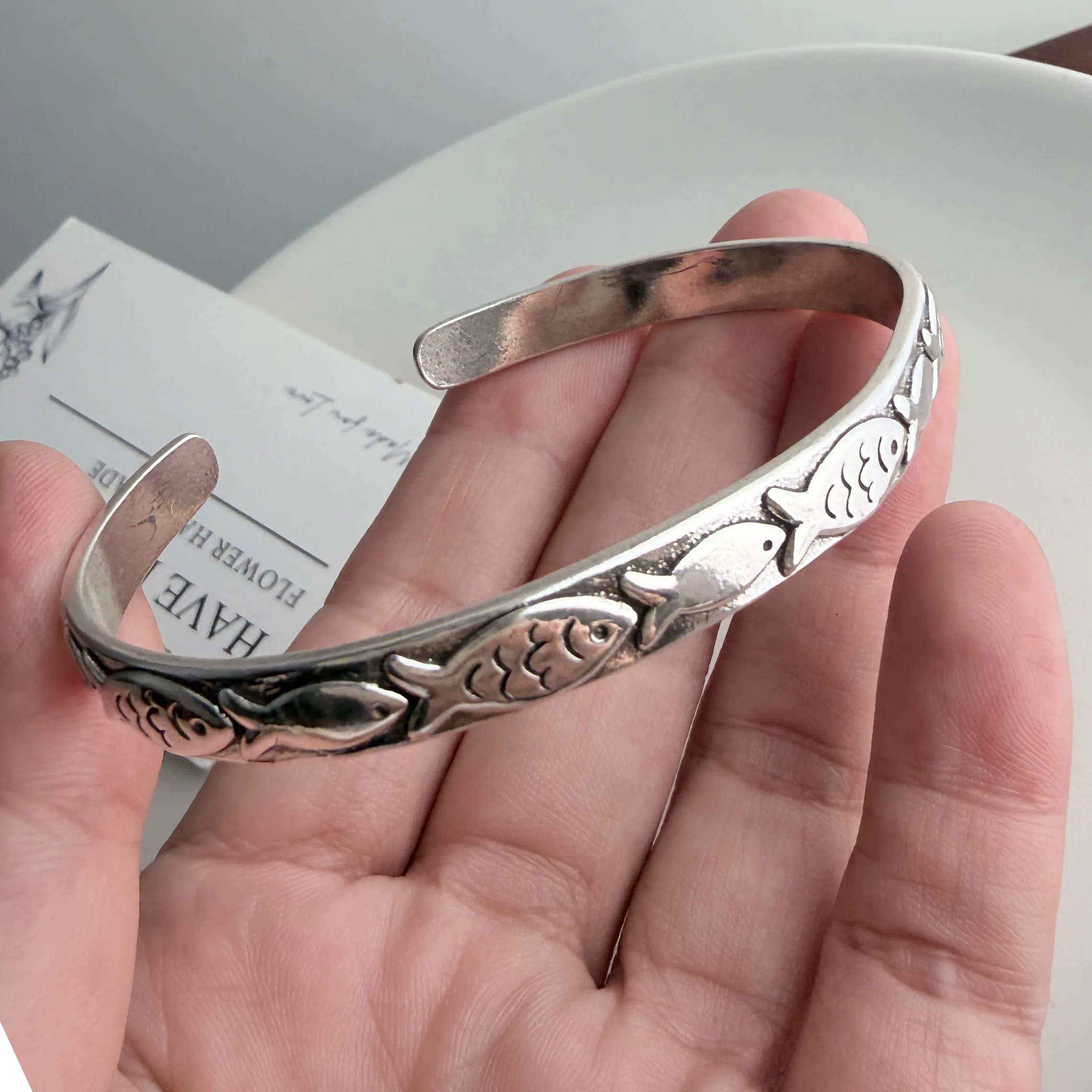 925 Sterling Silver Bracelets for Women Men String Accessories Retro Fish Pattern Pendant Party Jewelry Gift