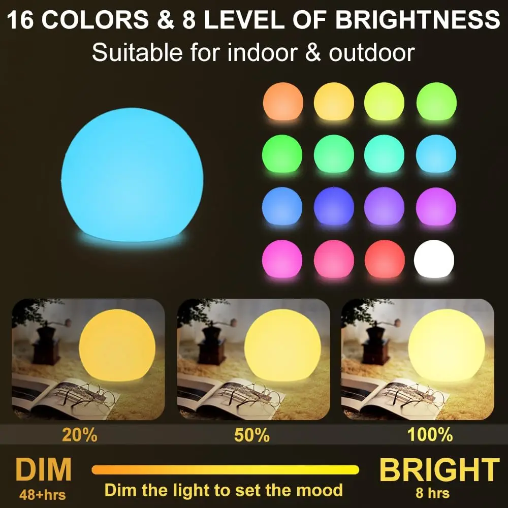 Orb Globe Ball Mood Lamp RGB Dimmable Changing Rechargeable