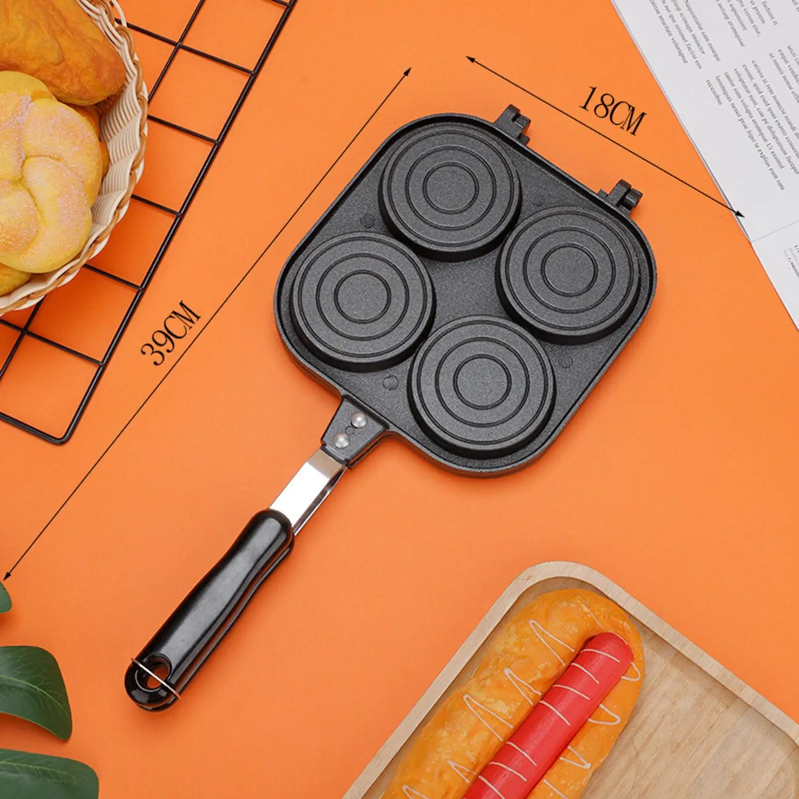 

Двусторонняя сковорода для блинов, сковорода для яиц, 4 чашки, сковорода для омлета с антипригарным покрытием