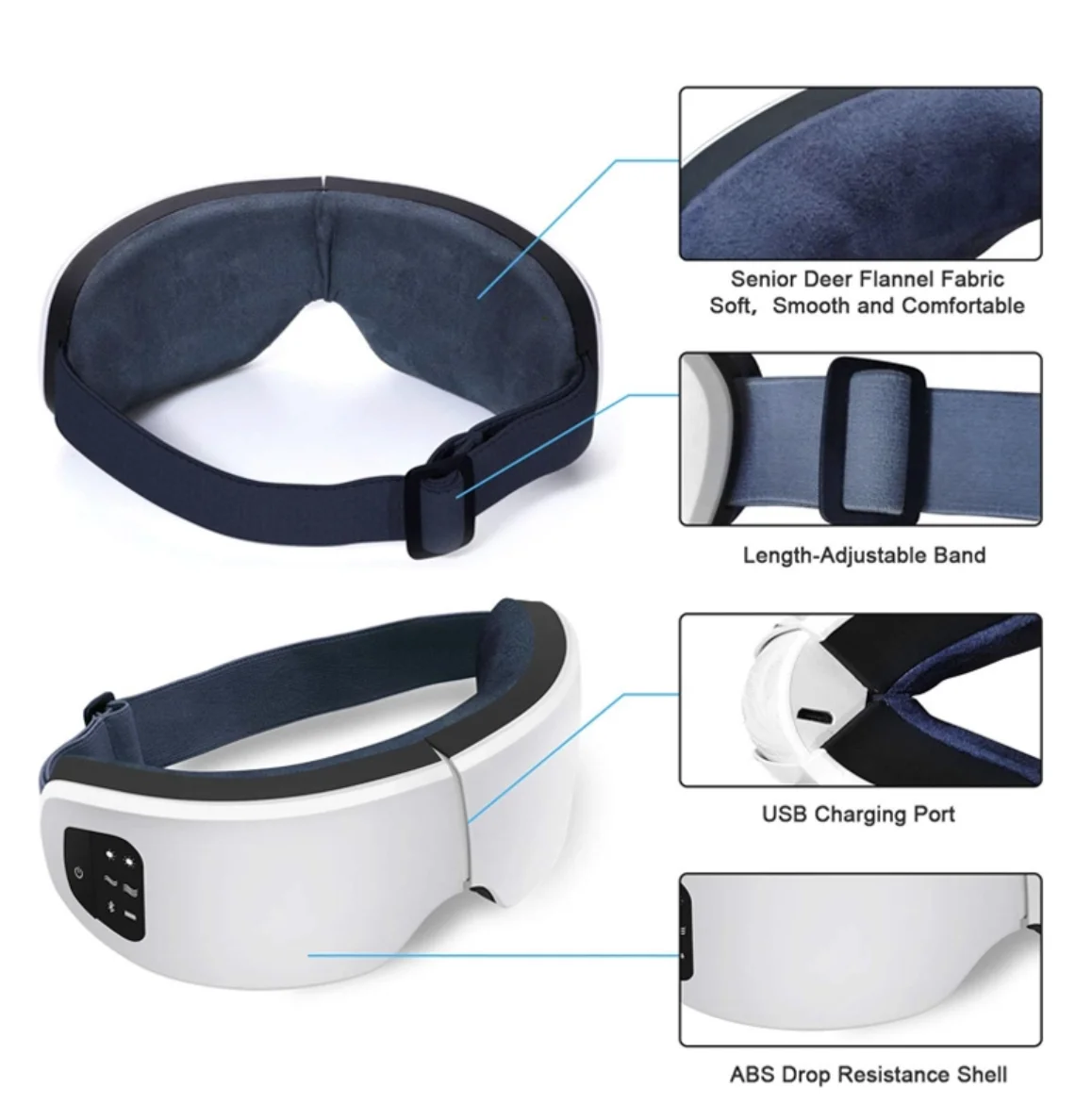 3D Smart Eye Massager with Heat and Cooling Vibration USB Charging