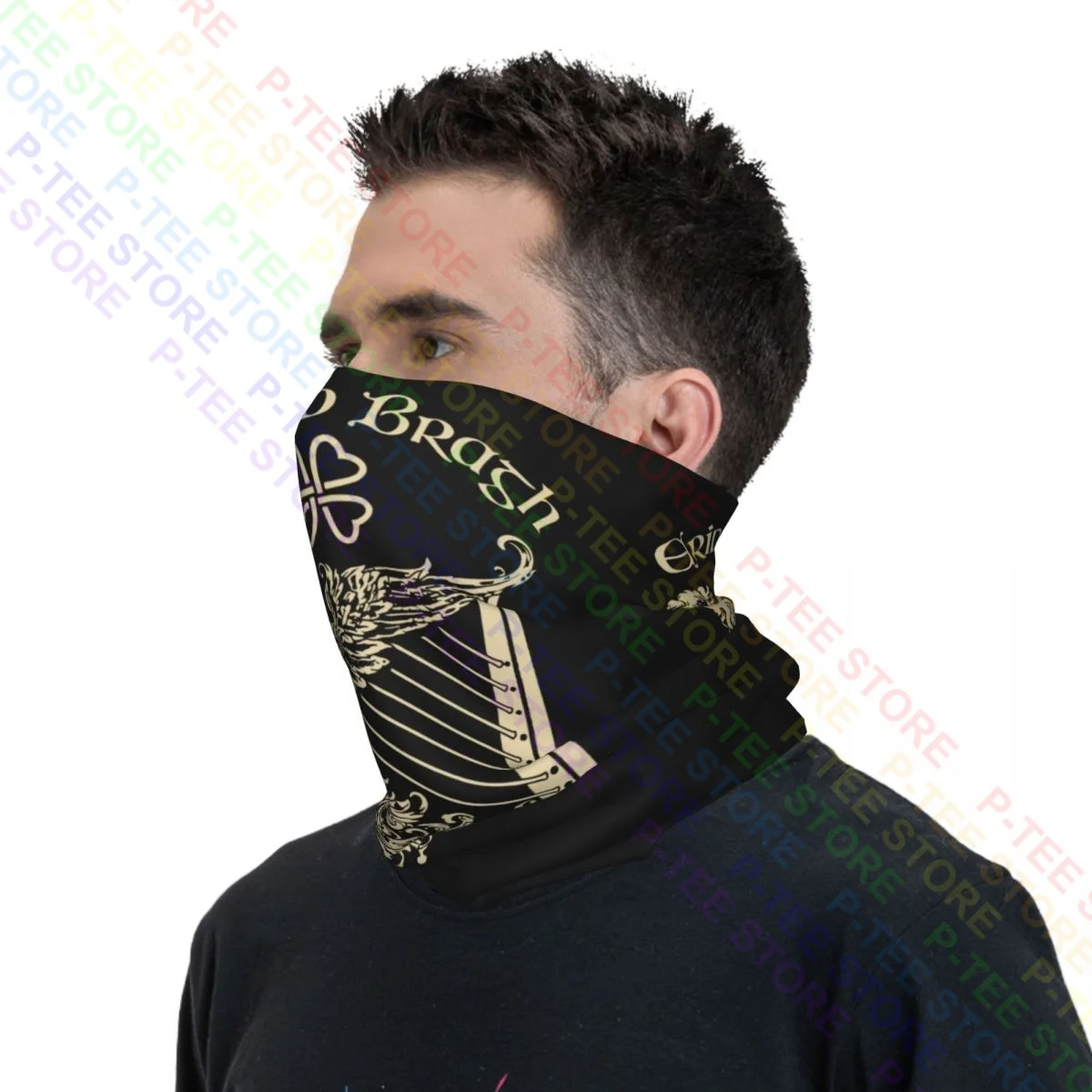 Erin Go Bragh Eire Irish Harp Ireland St. Patricks Day Neck Gaiter Bandana Scarf Face Mask Headwear