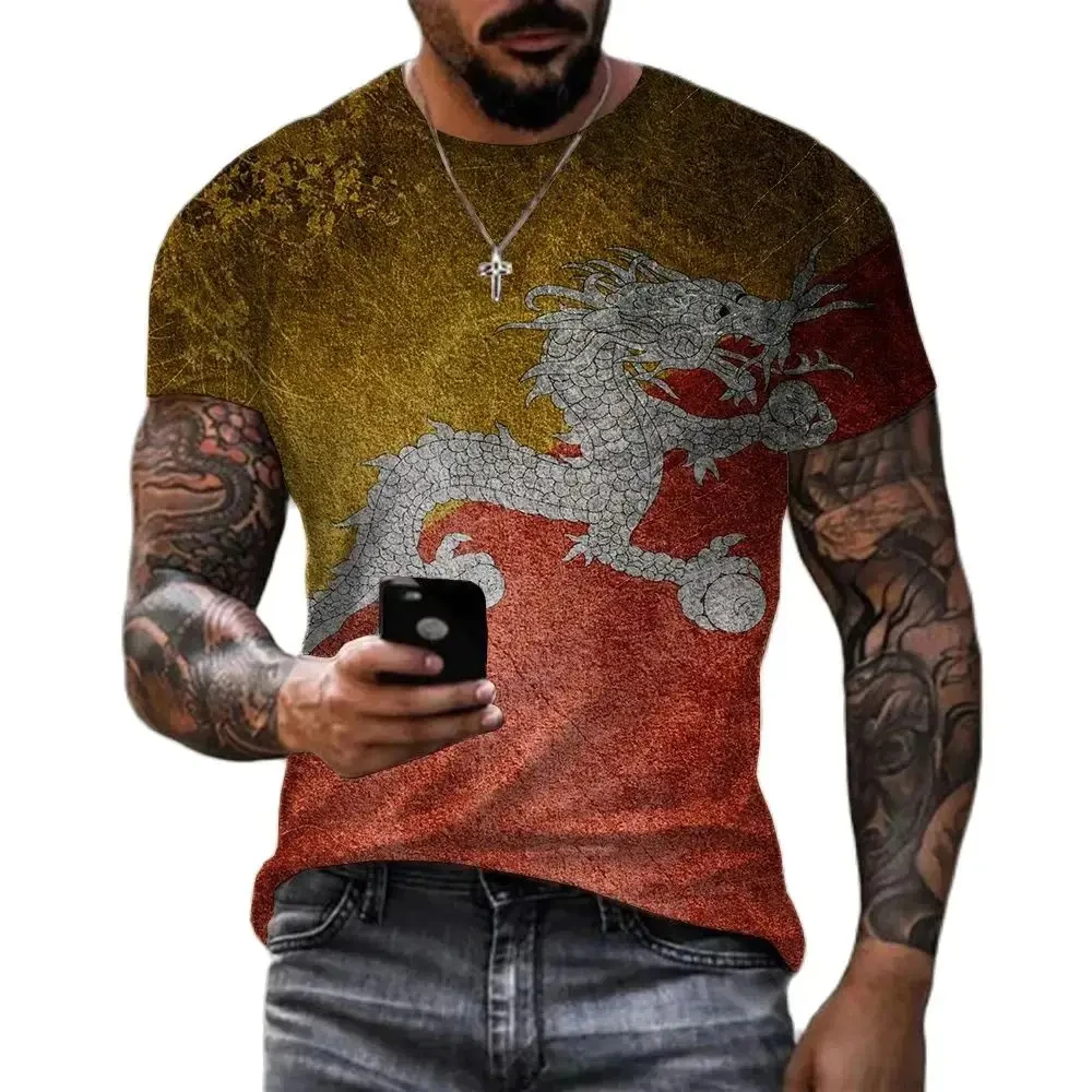 New World Flag T-shirt for Men 3d Graphics Printing Oversized Hot Selling Short-sleeved Shirt Retro Crewneck Top Men Clothing