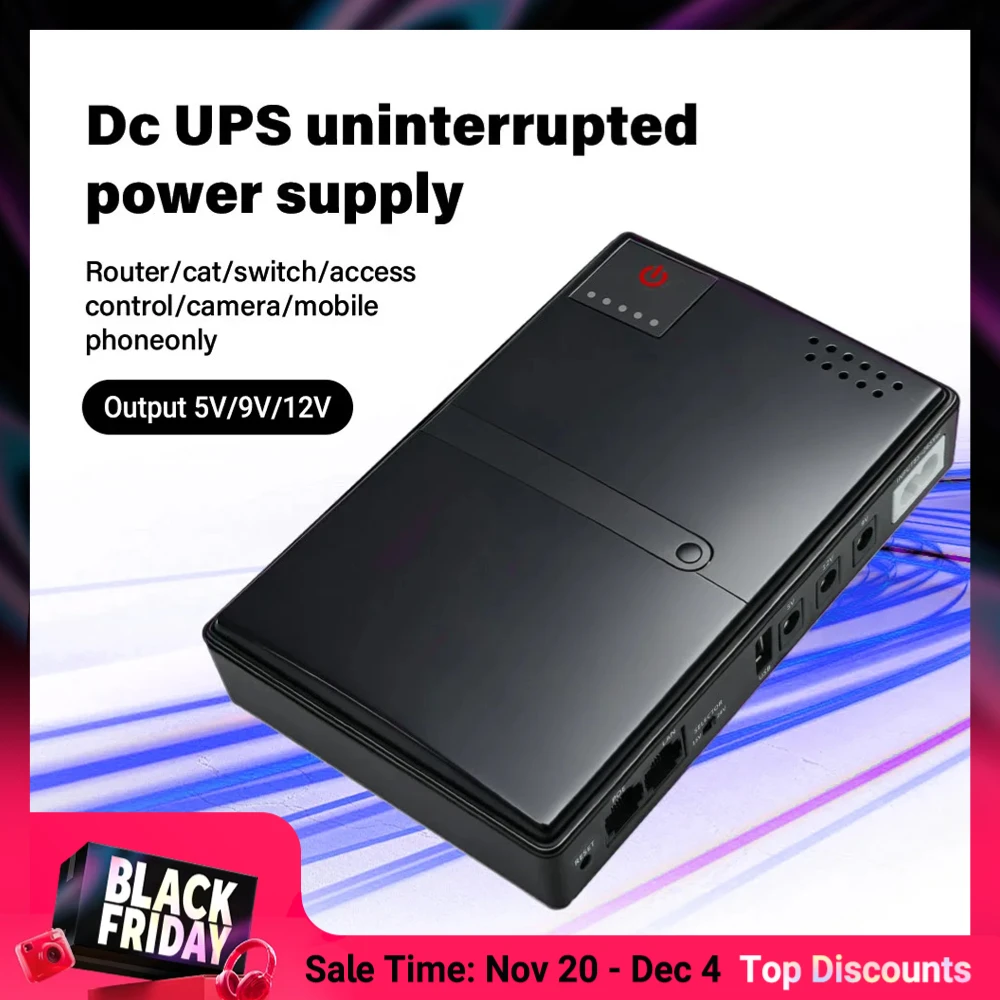 

DC1018L ИБП 18650 Сменная резервная батарея Источник бесперебойного питания 5 В 9 В 12 В Выход 220 В Вилка европейского стандарта для маршрутизатора Wi-Fi модема