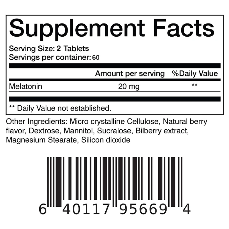 Cápsulas de melatonina de 20 mg: promueve la caída del sueño rápidamente, calma la mente, suplemento natural de ayuda para el sueño