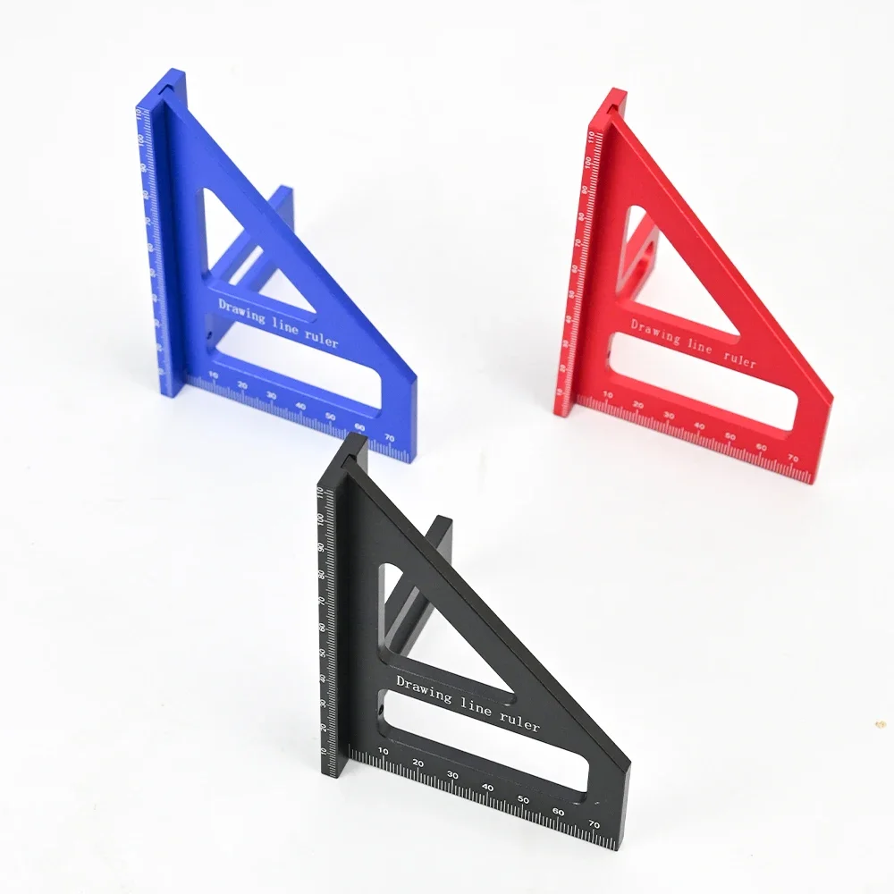 Woodworking Square Protractor Aluminum Alloy Miter Triangle Ruler Precision 45/90° Angle Measuring Tool for Carpenters Engineers