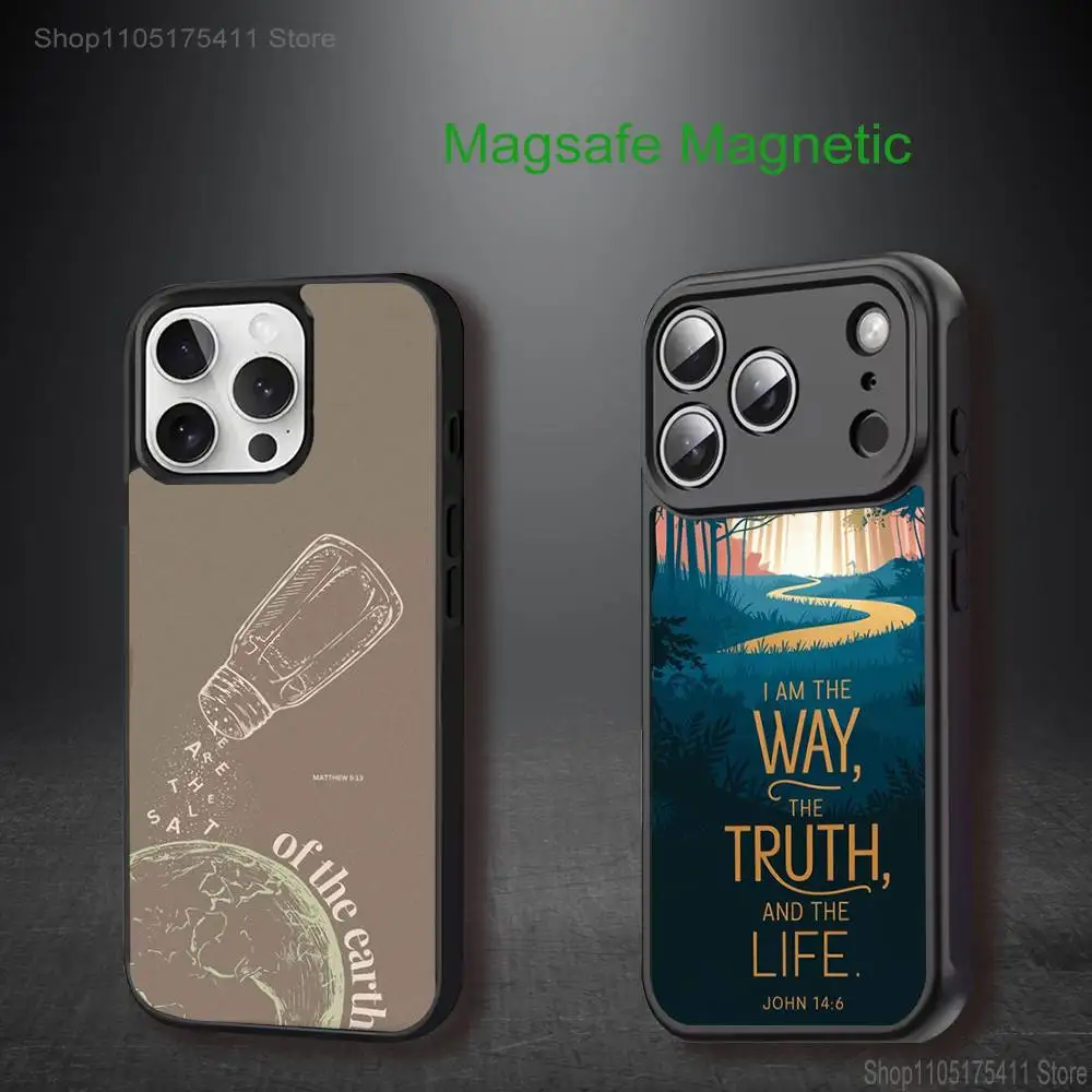 

God Jesus Bible Verse Phone Case For iPhone 17,16,15,14,13,12,11,Pro,Max,Plus,Mini,SE4,E Magnetic Magsafe Wireless Charging