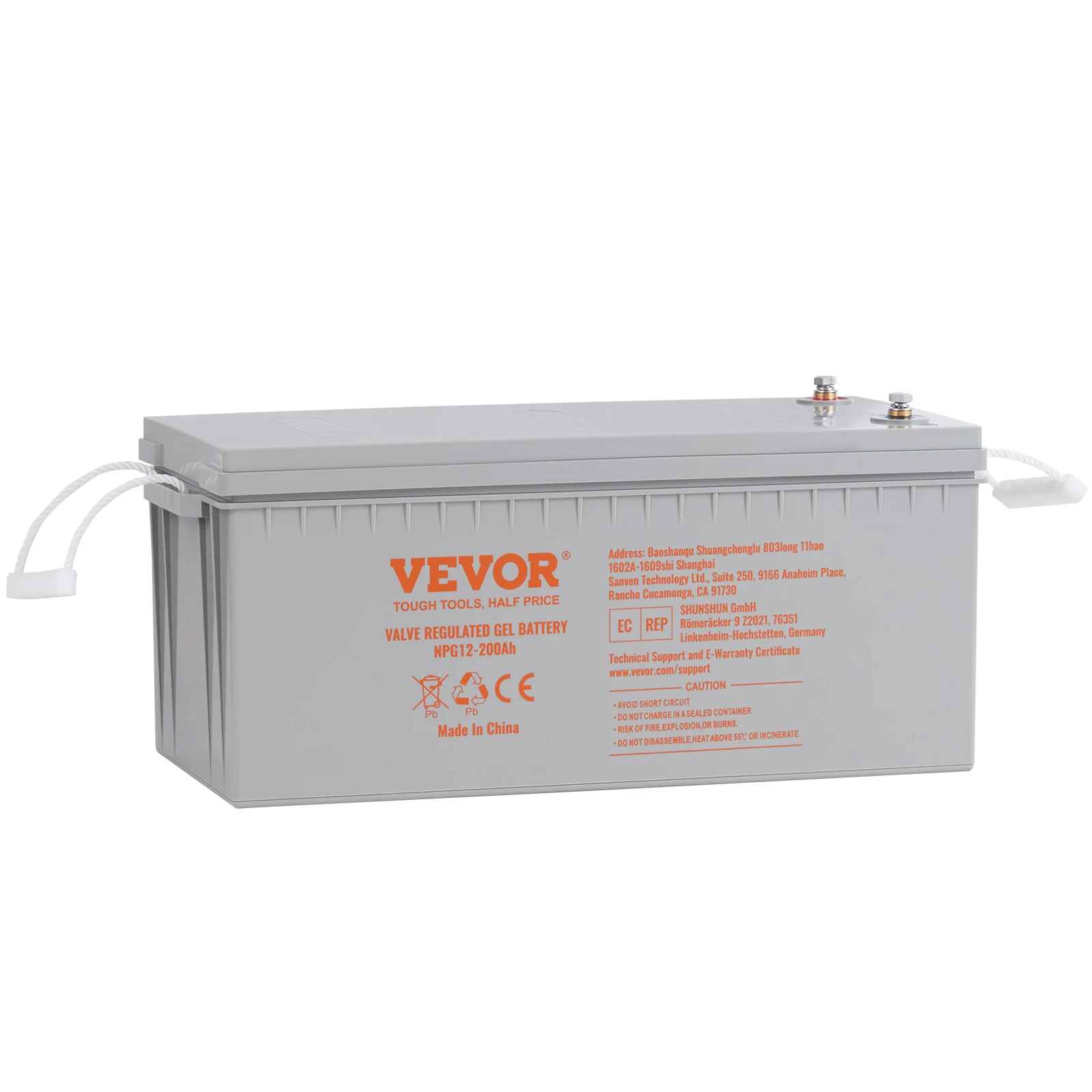 VEVOR Rechargeable AGM Marine Battery, 12V 200 AH, Designed for RV Solar Marine Off-Grid Use, UPS Backup, 1400A Current