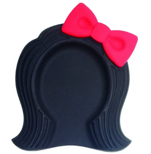 

Cute Silicone Girl Knot Head Portrait Heat Resistant Dining Utensils Mat Soup Spoon Knife Fork Cup Pad round ape