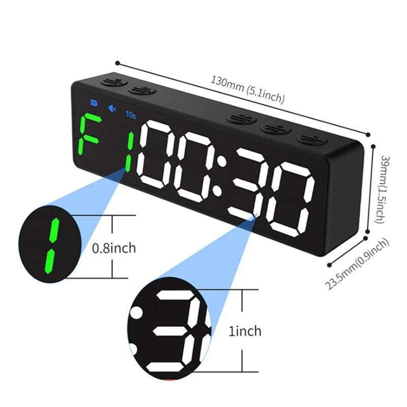 Portable Gym Timer Interval Timer Workout Fitness Clock Countdown/UP/Stopwatch Magnetic & USB Rechargeable