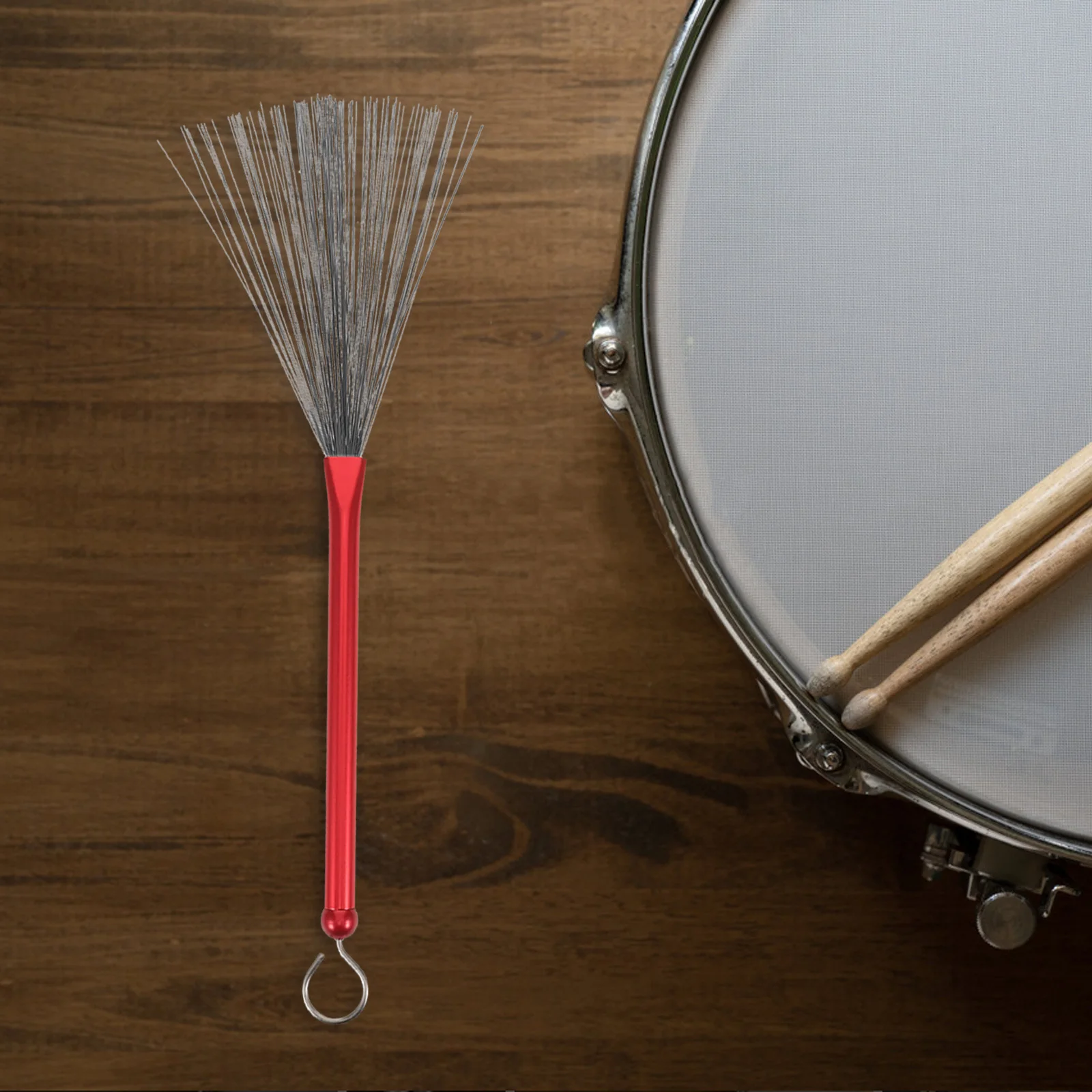 

1Pair Jazz Drum Brushes Metal Wire Red Handles Lightweight Drumstick Cleaning Tool for Snare Percussion Instruments