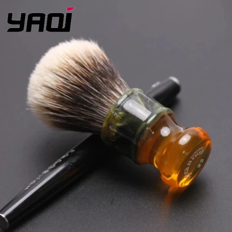 yaqi-22-ミリメートルサグラダファミリア-2-バンドアナグマ毛樹脂ハンドル男性ウェットシェーブブラシ