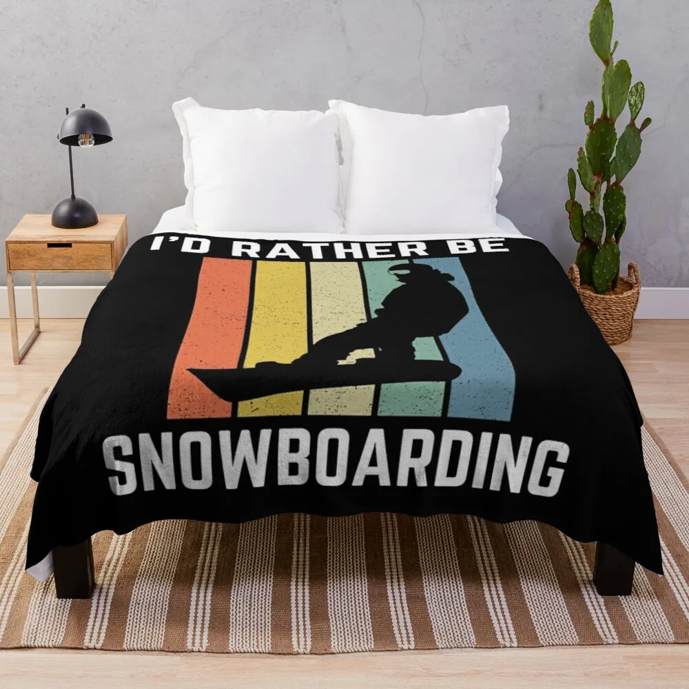 I'd Rather Be Snowboarding Sunset Snowboard Lover Throw Blanket Blanket For Travel Light Single Blanket