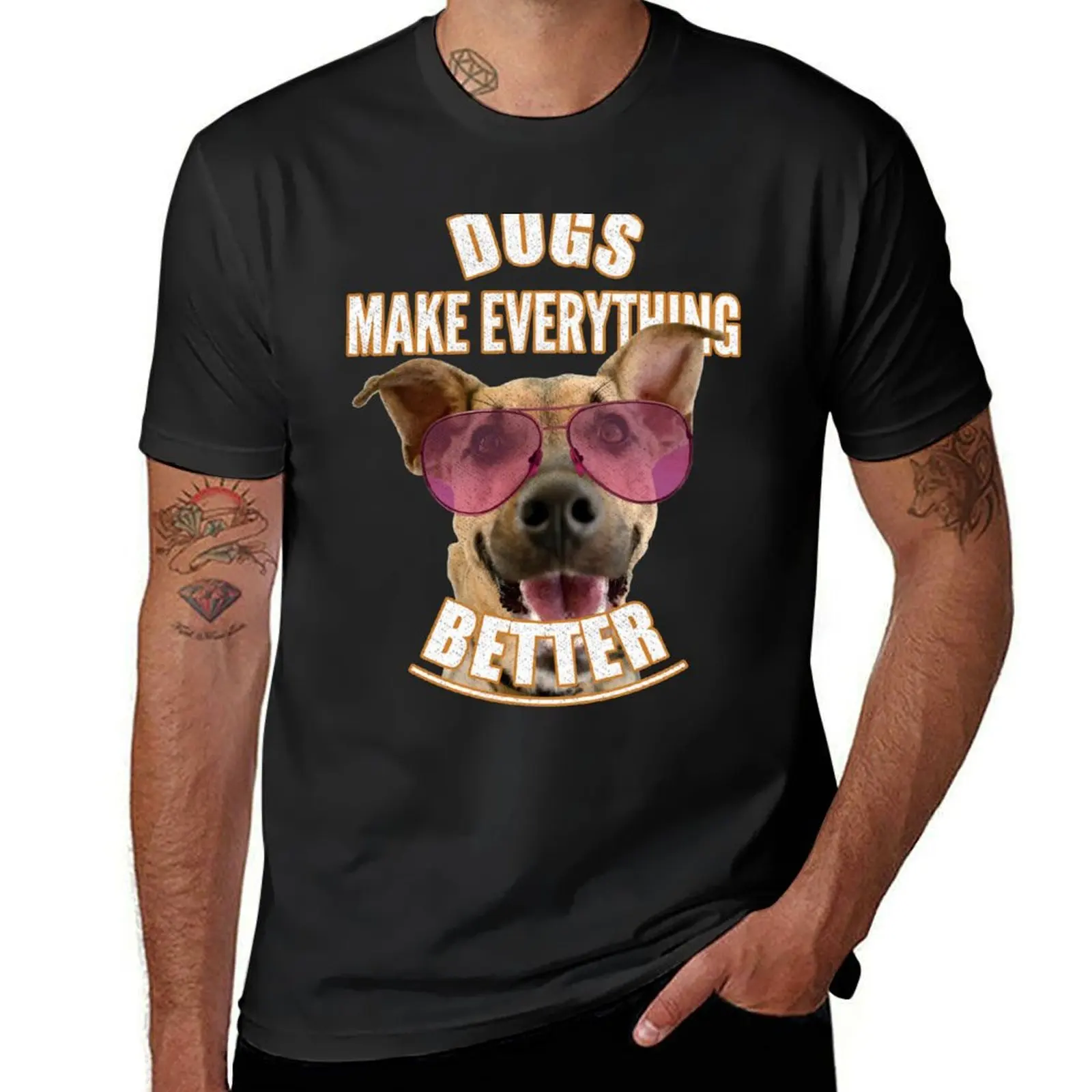 T-shirt Dogs Make Everything Better pour hommes, vêtements Hiphelicopter, grandes tailles