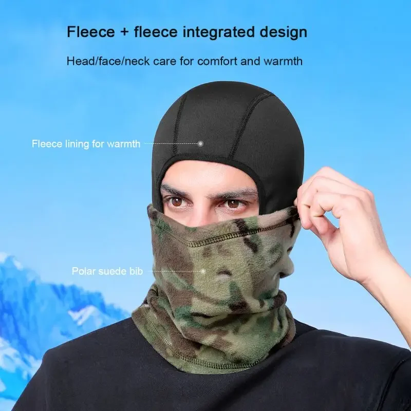 Winter Fleece Balaclava Hat Full Face Cover Mask Sports Neck Warmer Hood Men Women Mountaineering Cycling Cap Windproof Hat