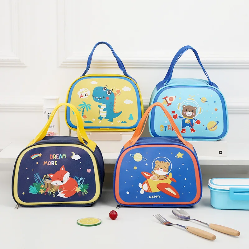 New Student Food Portable Thermal Insulation Lunch Box Children Cartoon Cute Pattern Shape Large Capacity Bento Thermal Bag