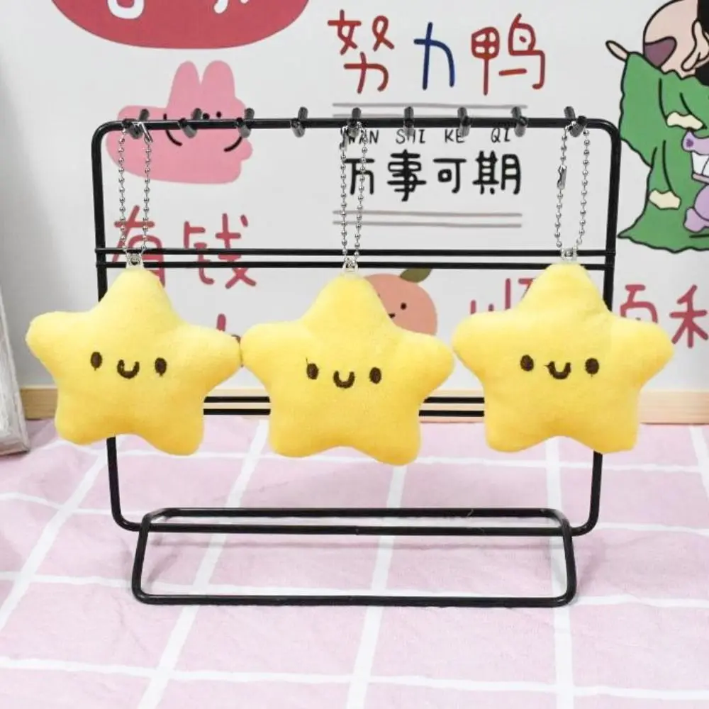 Diy Pendant Key Chain Soft Star Plush Keyring Cartoon Plush Star Plush Pendant Cotton Star Pentagram Key Chain Backpack Pendant
