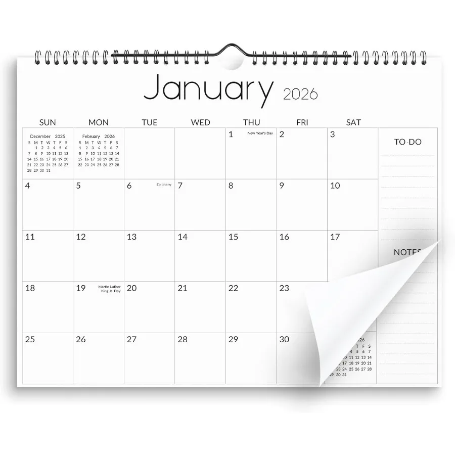 تقويم حائط 2026 من يوليو 2025 إلى ديسمبر 2026 تقويم 18 شهرًا 20252026 تقويم مع خطط تحريك 14.5 بوصة × 11 بوصة أسود #1