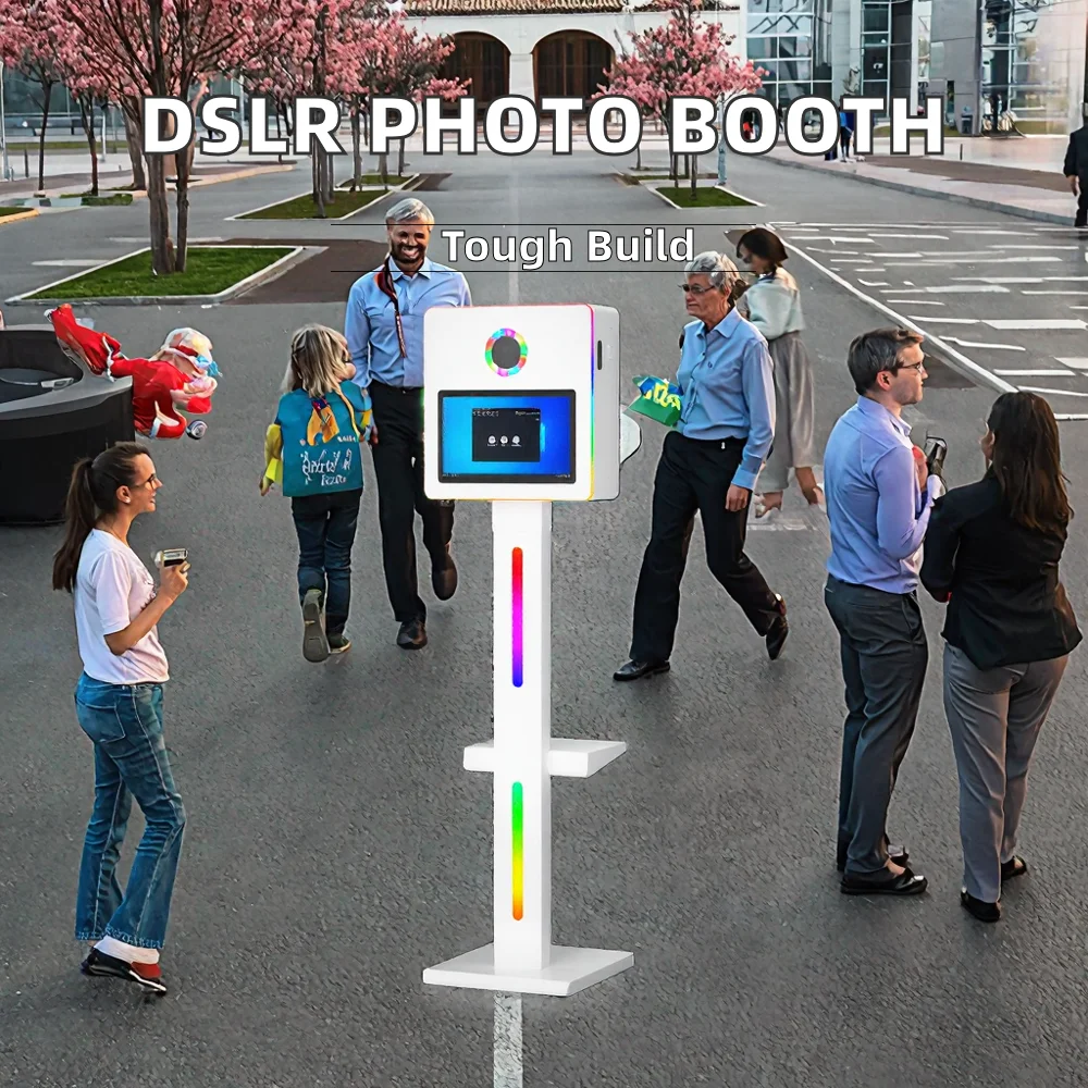15.6 Inch Selfie Booth Photo Folding Magic Mirror Instant Printing Camera 10-Person Capacity Bluetooth Enabled Photo Booth