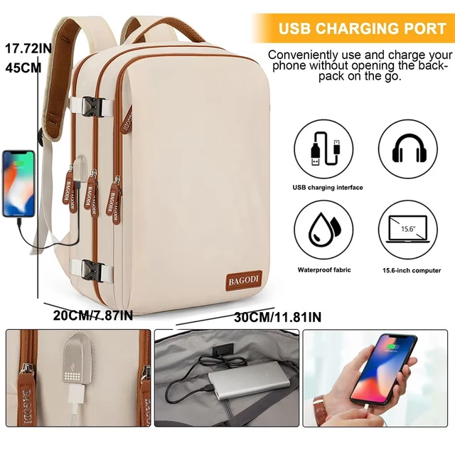 Buylor Travel Backpack Airplane Backpack 45x20x30 for Women/Men Easyjet Cabin Bags Laptop Backpack Casual Daypack for Weekender 2 Buylor Cabin Backpack, 45x20x30cm Laptop Backpack – view 2