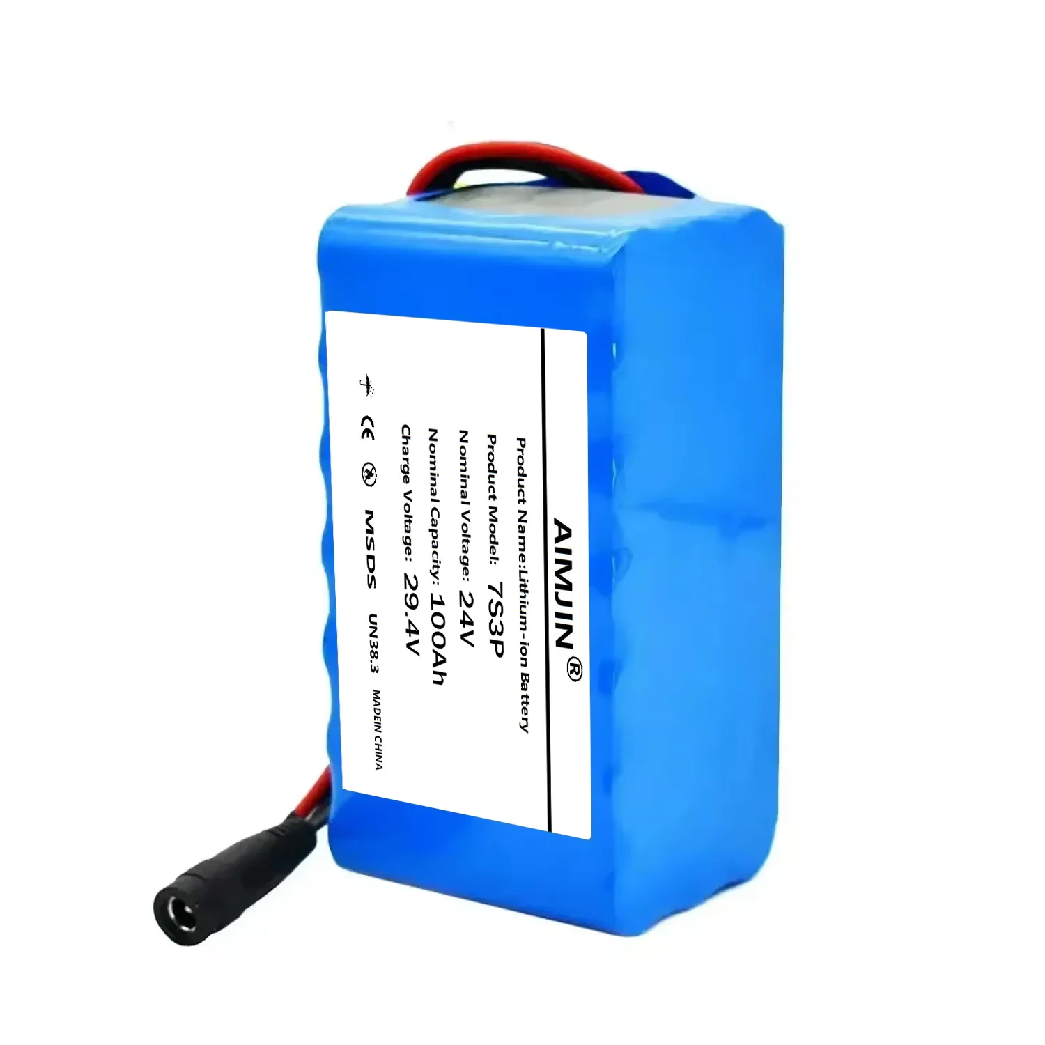 

High Capacity 24V 100Ah 7S3P Li-ion Battery Pack 29.4V Rechargeable for Bicycle Moped Lithium Battery with 2A Charger