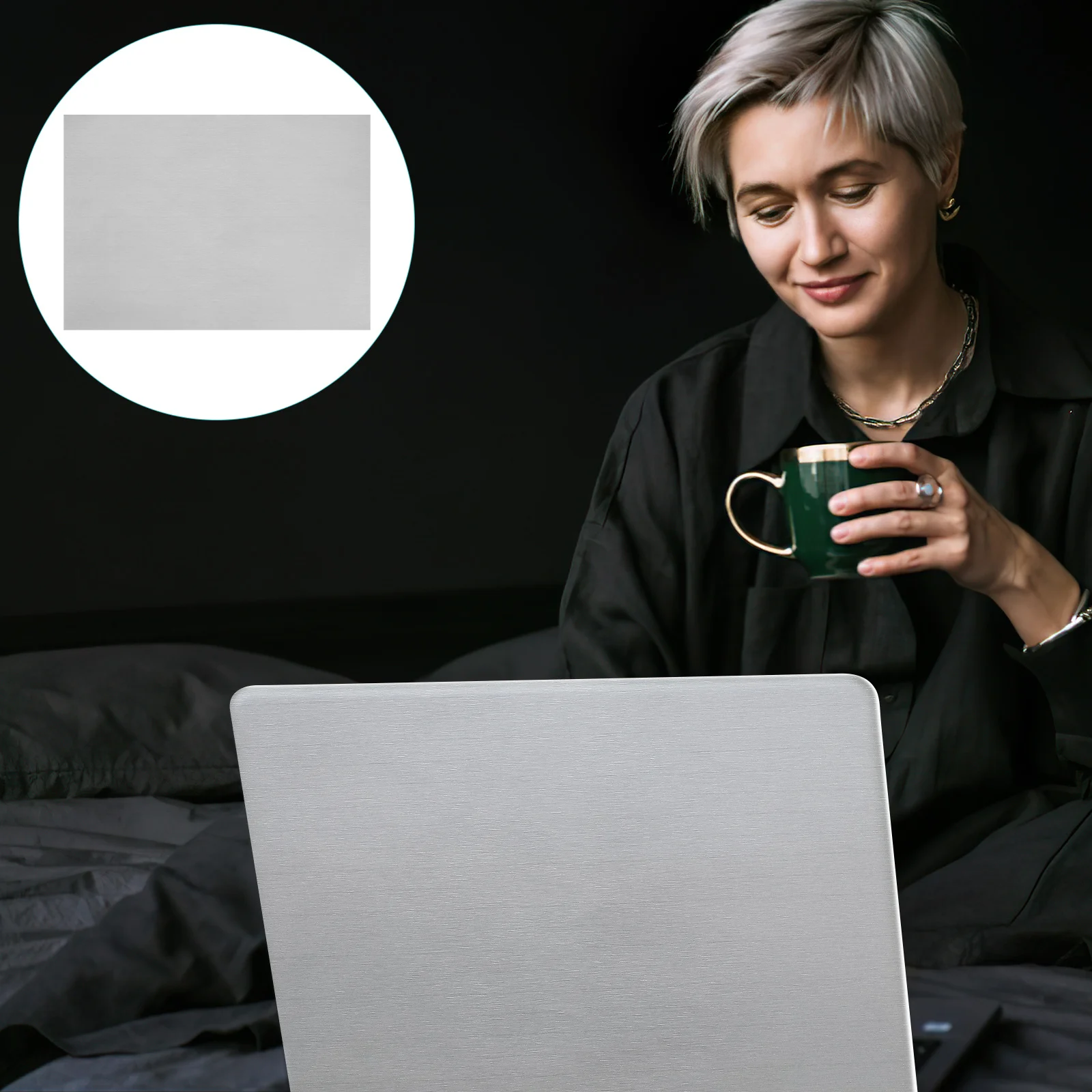 

2 Sheets Brushed Laptop Skin Durable Color Changing Film Notebook Protective Decal Reusable Sticker Laptop Accessory