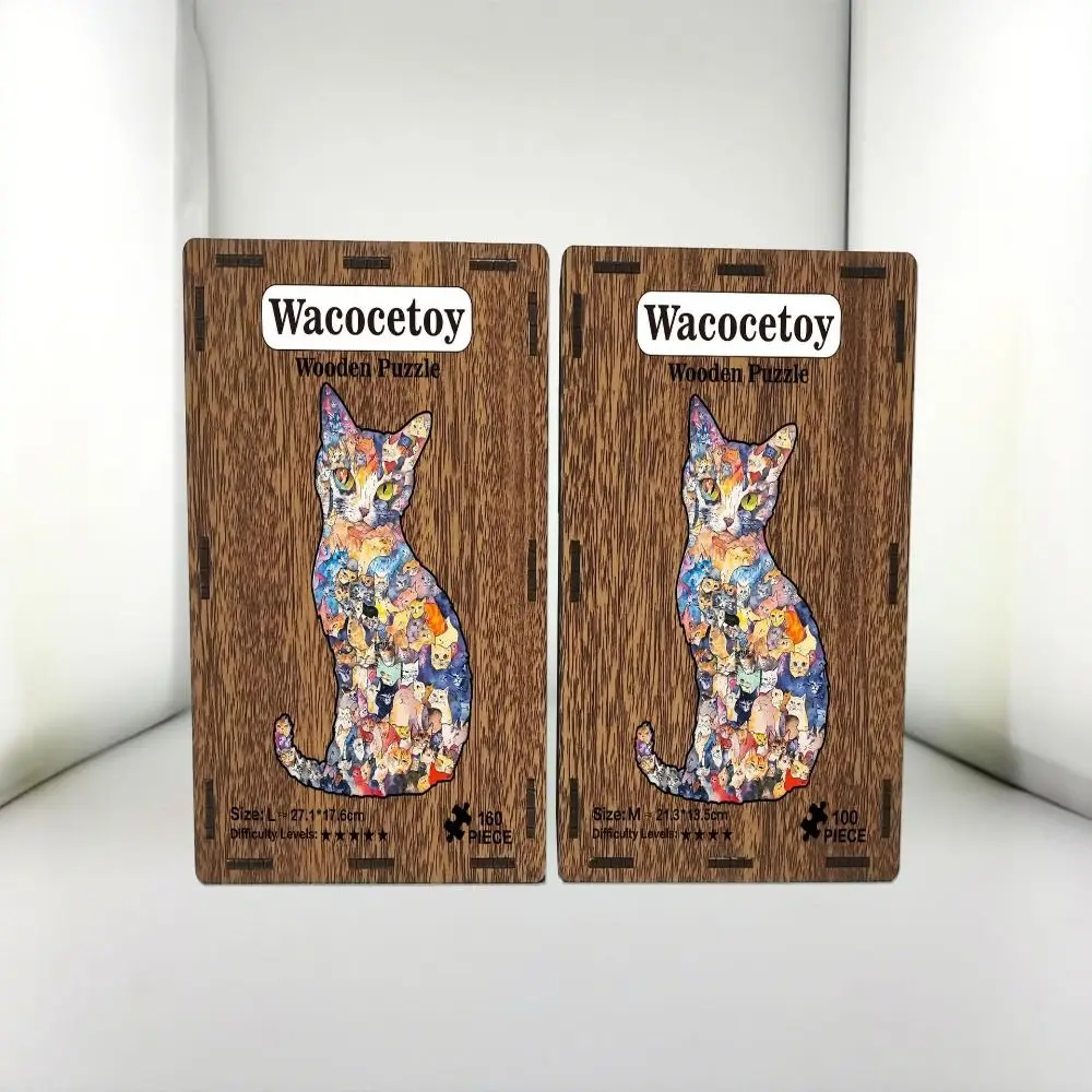 

Vintage Morandi-colored Cat-shaped Puzzle Macaron Color Small Cat Puzzle Ornaments Cute Cat Jigsaw Puzzle Cut Cat Pieces Gift