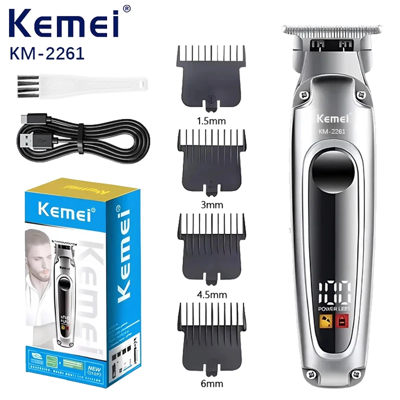 Kemei KM-2261 Tagliacapelli elettrico USB ricaricabile Cordless Barba Trimmer Uomo Potente tagliacapelli Strumento di taglio Clippers