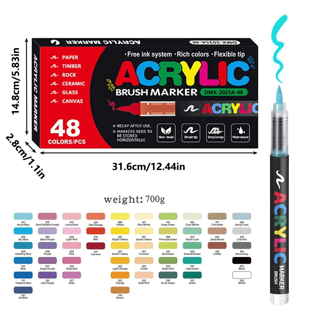 72 kleuren acrylverfpennen markers set borsteltip verfmarkering voor rotsschildering hout canvas steen kerstcadeau doe-het-zelf ambachten