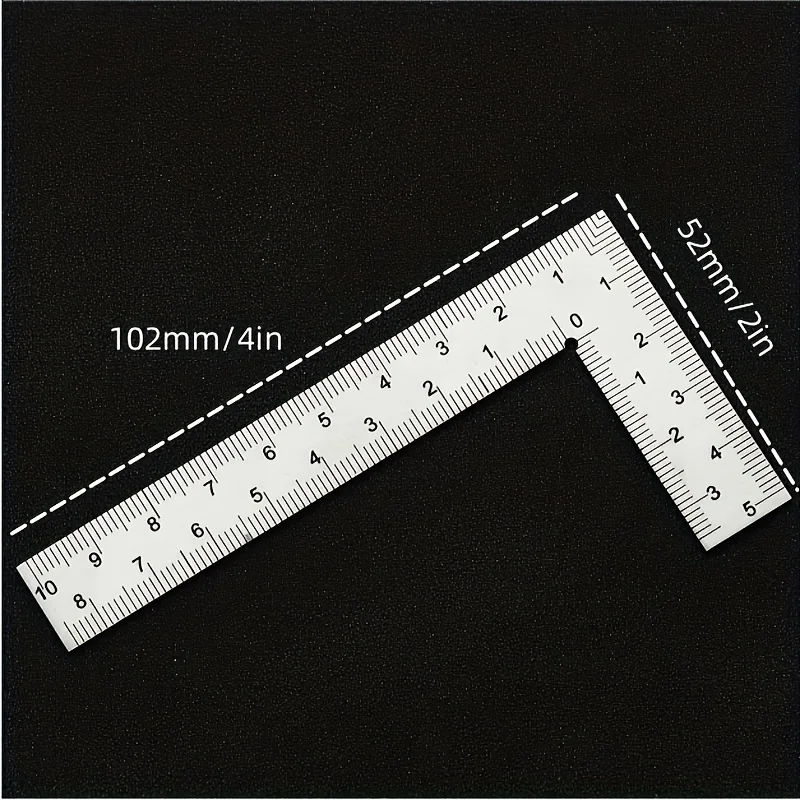 Mini Square Stainless Steel L-shaped Double Sided High Precision Scale Multifunctional Thickened Corner Ruler for Office/Home