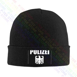 Polizei German Police Eagle Knitted Beanie Hat Beanies Cap Trendy Headwear Streetwear