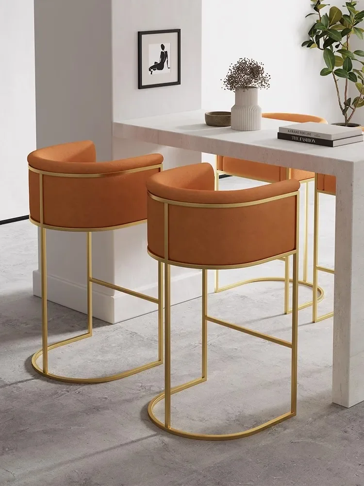 Modern industrial stainless steel frame bar stool multi-colored velvet fabric with honeycomb backrest new home dining bar chair