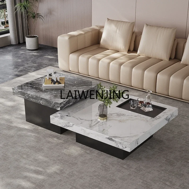 LYN rock slab coffee table marble small apartment living room household square high and low combination