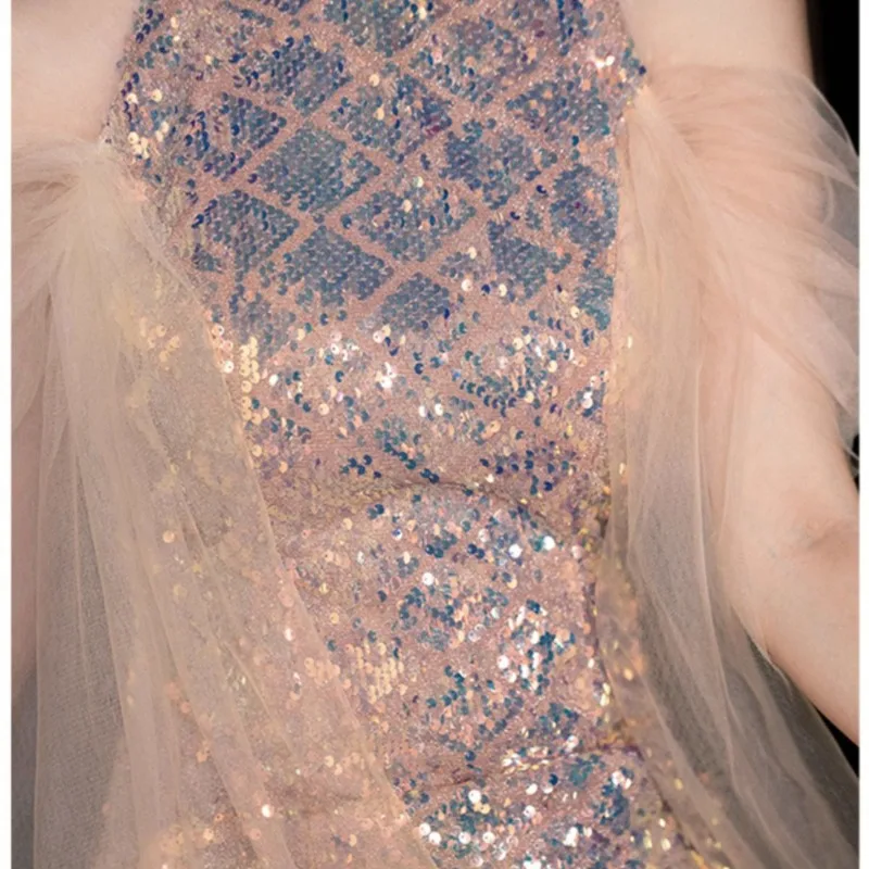 Evening Dress Women's 2026 New High-end Host Bar Mitzvah Birthday High-end Light Luxury Niche Dress with Sweet and Temperament