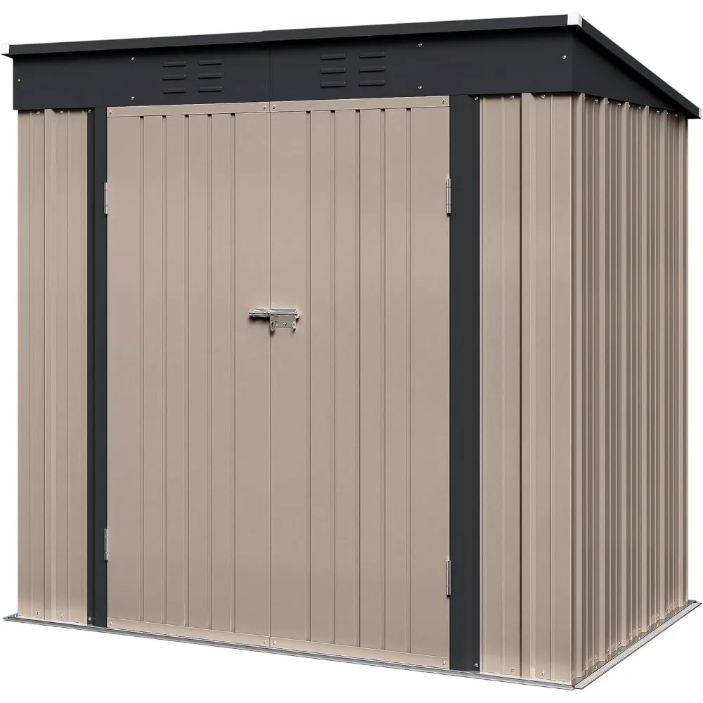 6 x 4 FT outdoor storage shed, metal garden tool shed and outdoor storage room for free transportation on terrace lawn backyard