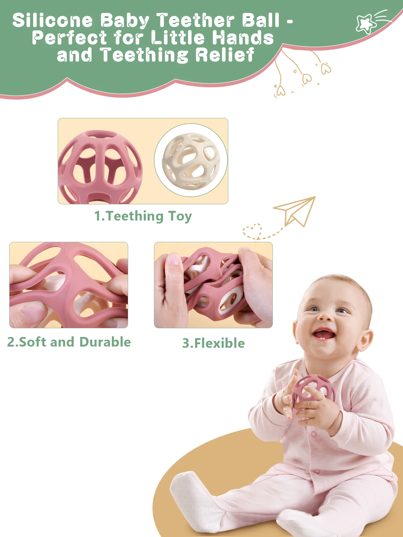 TYRY.HU Baby Silikon Ball Säugling Zahnen Spielzeug Baby Spielzeug Aushöhlen Baby Pflege Ausrüstung Kauen Training Baby Produkt