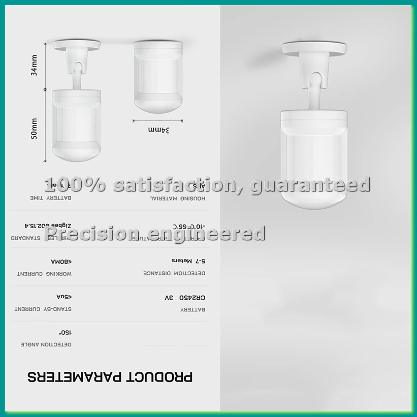 2Pcs TUYA Human Body Sensor ZigBee Motion Security Wireless Connection Light Intensity Gateway PIR Human Body Sensor-PZZW